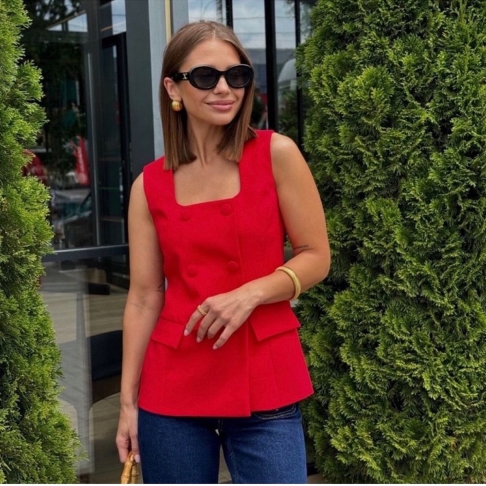 ZARA LINED BUTTON VEST